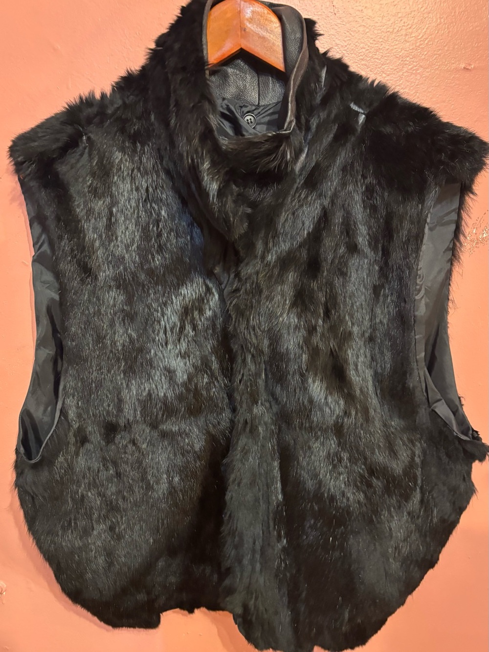 Lux Black Faux Fur Sleeveless Vestm